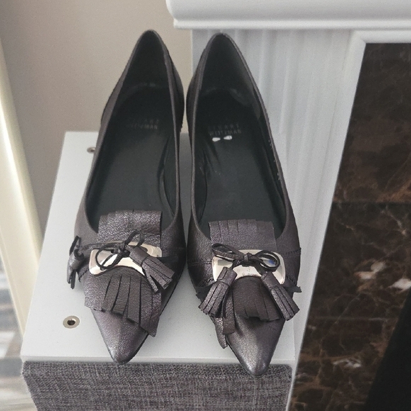 Stuart Weitzman Shoes - Stuart Weitzman Metallic Charcoal Loafers